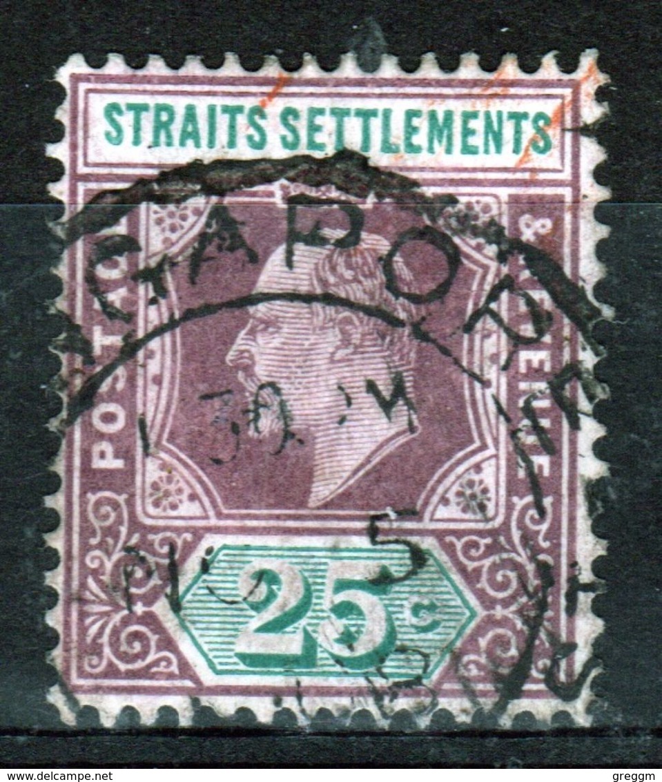 Straits Settlements 1904 King Edward VII Twenty Five Cent Purple/Green Used Stamp. - Straits Settlements