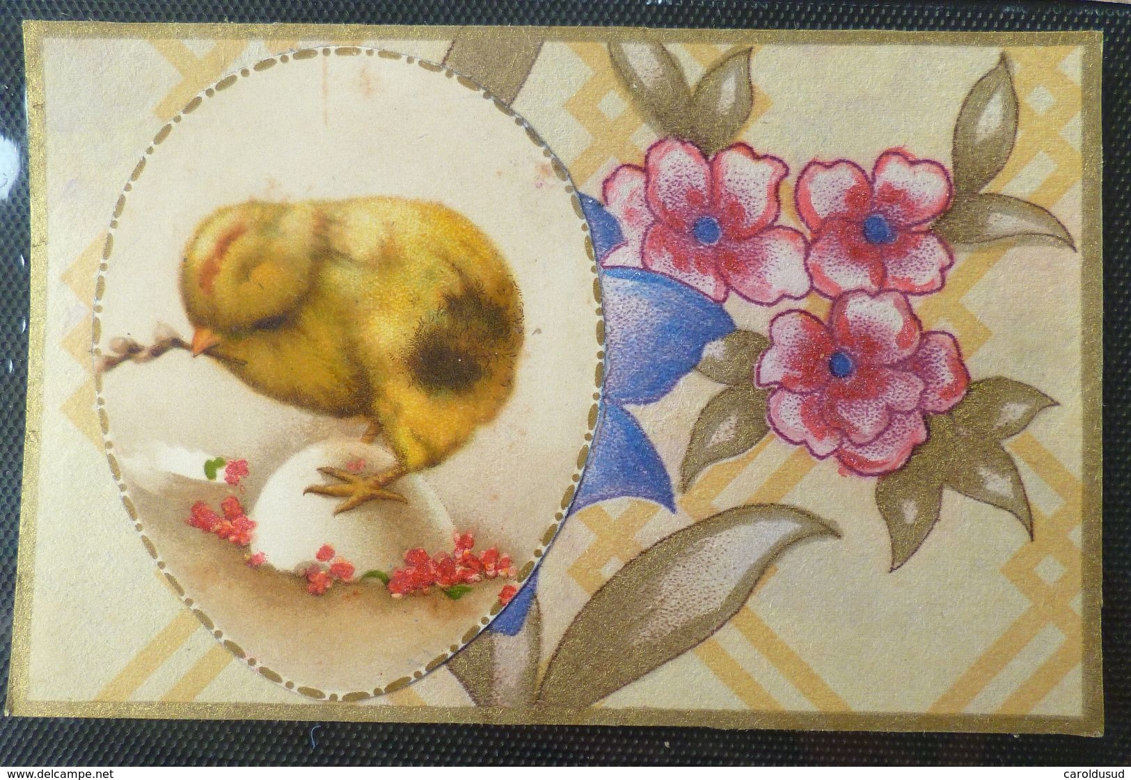 BEAU Lot 6x Litho CHROMO RELIEF DECOUPIS AJOUTIS COLLAGE  Poussin Poussins  ET OEUF OEUFS - Collezioni E Lotti