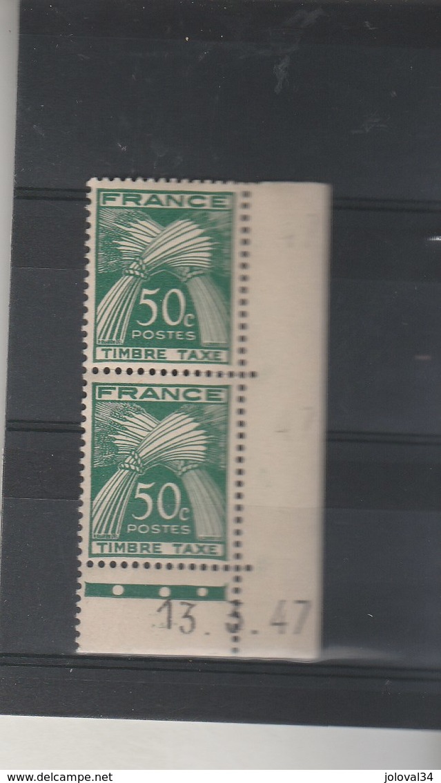 Yvert N° Taxe 80 ** X 2 Paire Verticale Neuf Sans Charnière Date 14/3/47 - Postage Due