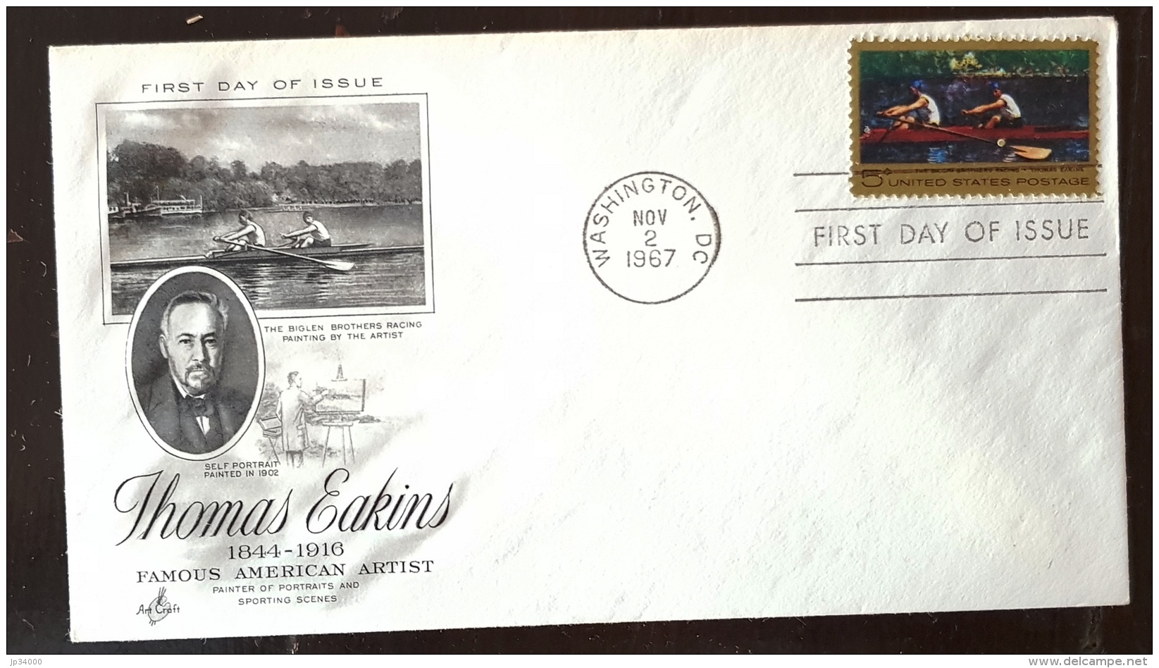 ETATS UNIS. AVIRON, ROWING, REMO, Oeuvre De Eakins, Sur FDC De 1967 - Remo