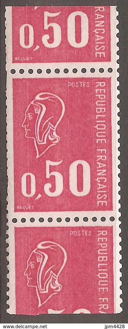 France 1971 1664 Roulette Neuf **, N° Rouge 830 -  Paire Avec Variété De Massicotage, Trace Des Picots - Coil Stamps