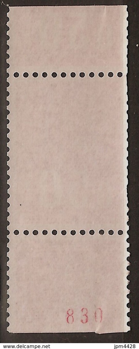 France 1971 1664 Roulette Neuf **, N° Rouge 830 -  Paire Avec Variété De Massicotage, Trace Des Picots - Coil Stamps