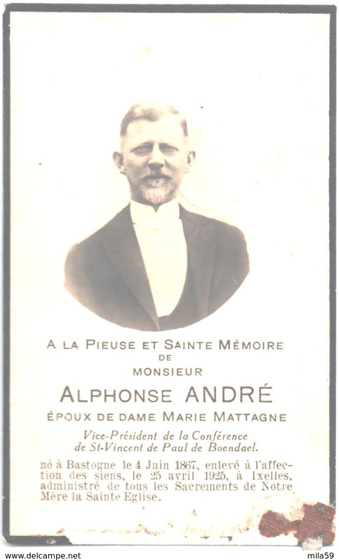 Souvenir De Alphonse André. Epoux De Marie Mattagne. Décédé à Ixelles. - Décès