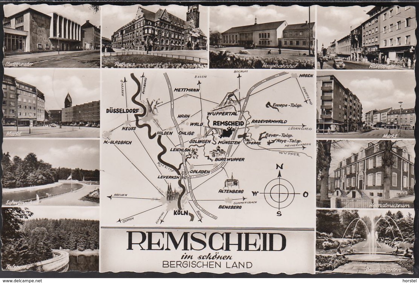 D-42853 Remscheid - Alte Ansichten - Hauptbahnhof - Freibad - Landkarte (60er Jahre) - Cars - Remscheid