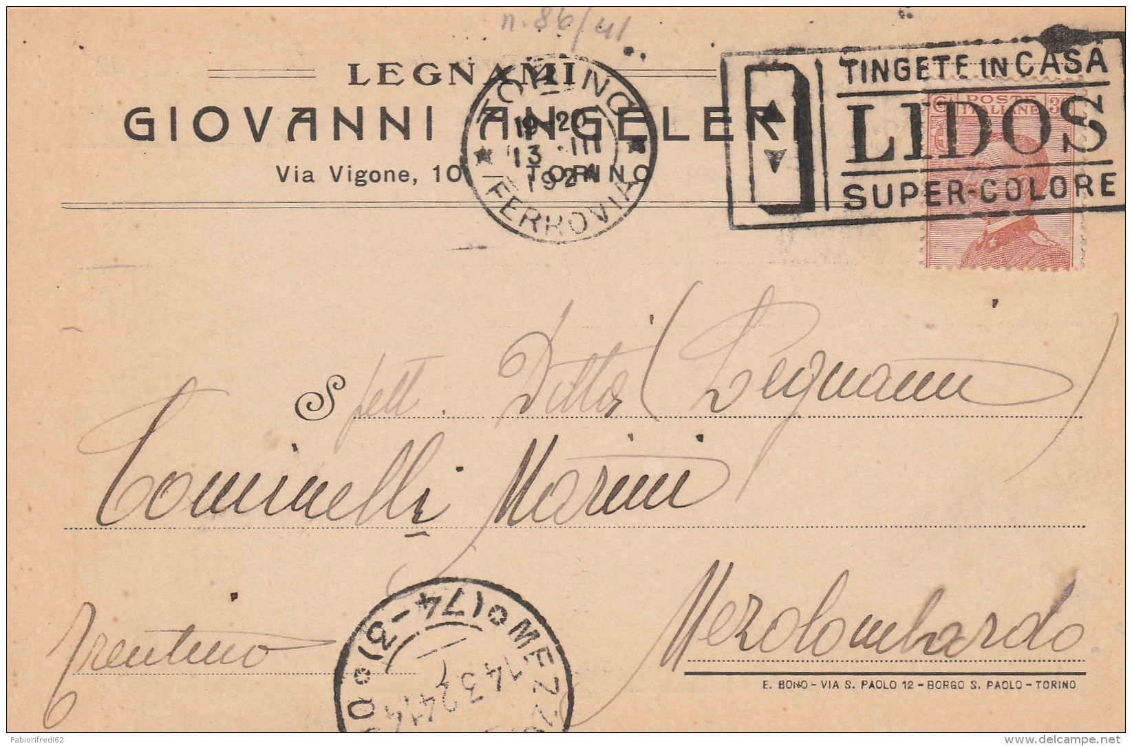 CARTOLINA POSTALE CENT.30 1924 - TIMBRO LIDOS SUPERCOLORE (RX292 - Marcophilie