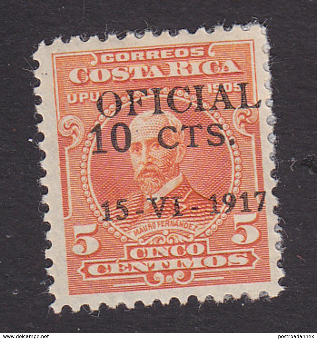 Costa Rica, Scott #O59, Mint Hinged, Regular Issue Surcharged, Issued 1921 - Costa Rica