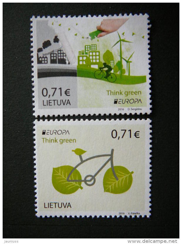 Think Green. Bikes Europa # Lietuva Litauen Lituanie Litouwen Lithuania # 2016 MNH # Mi. 1217/8 - Lithuania