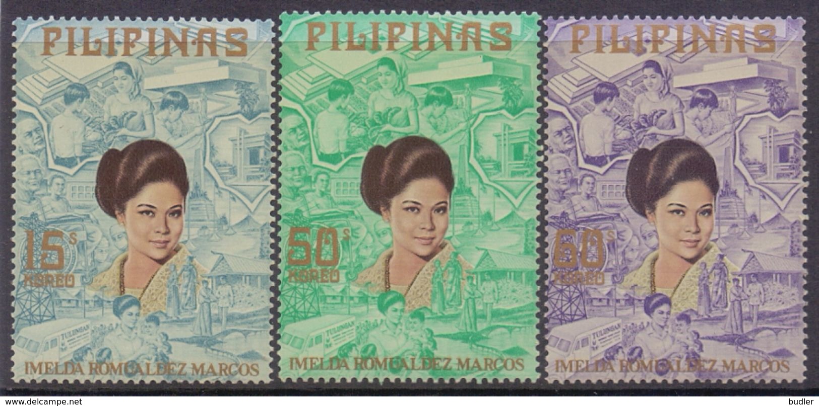 PHILIPPINNES :1973: Y.938-40 Dentelled/neufs/MNH : ## IMELDA ROMUALDEZ MARCOS ## : - Philippines