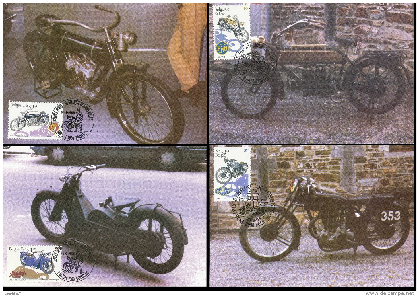 [13479]CMAX 2615/18, 1995, MB - Motos Anciennes Belges - ""Minerva 1908"" - ""FN 1913"" - ""La Mondiale 1929"" - ""Gille - Motorbikes