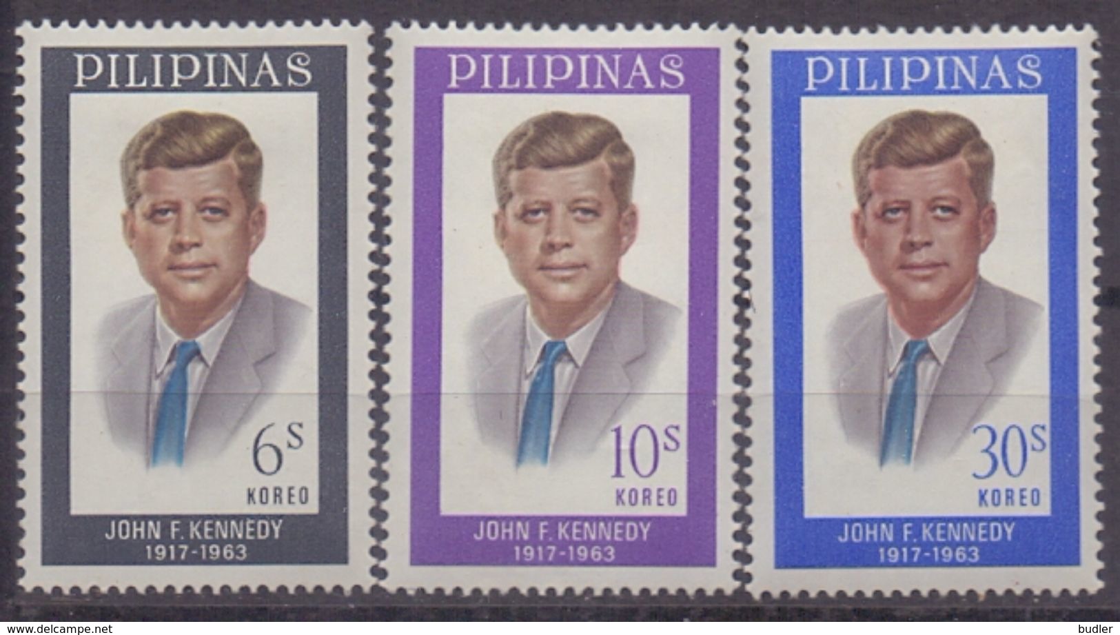 PHILIPPINNES :1965: Y.617-19 Dentelled/avec Trace De Charnière/hinged:##48th Anniversary Of The Death Of J.F. KENNEDY## - Philippines