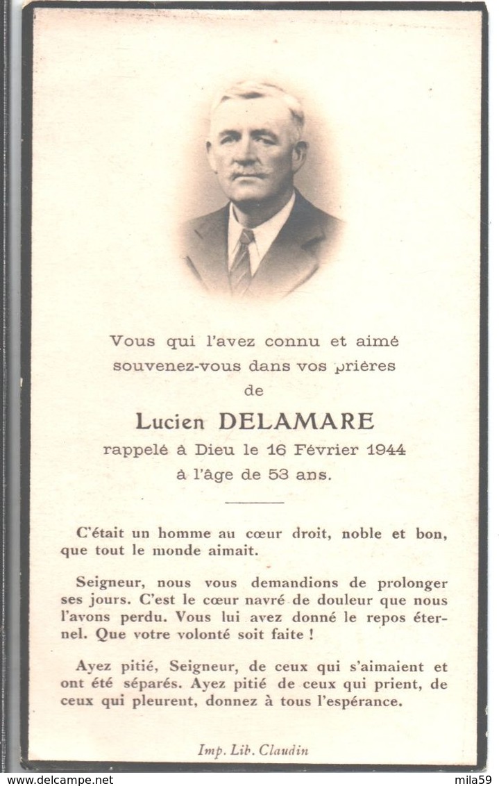 Souvenir De Lucien Delamare. Décédé En 1944. - Décès