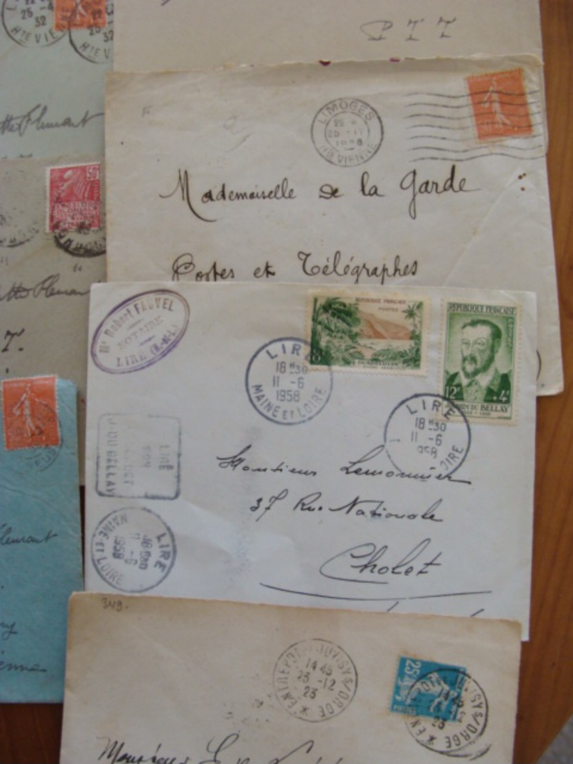 LOT 820 LETTRES DE 1920 A 1960 MARCOPHILIE SEMEUSE GANDON ... VOIR PHOTOS ENSEMBLE