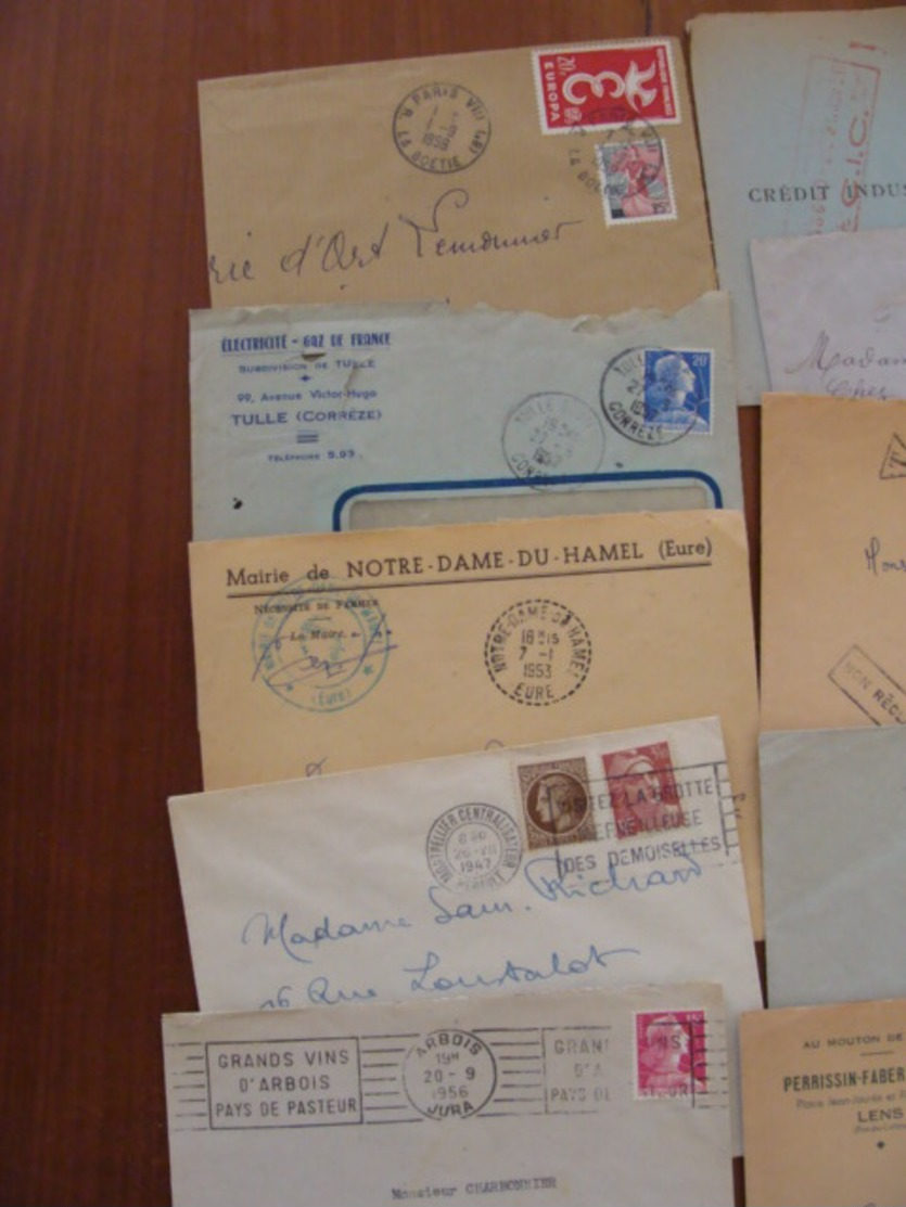 LOT 820 LETTRES DE 1920 A 1960 MARCOPHILIE SEMEUSE GANDON ... VOIR PHOTOS ENSEMBLE