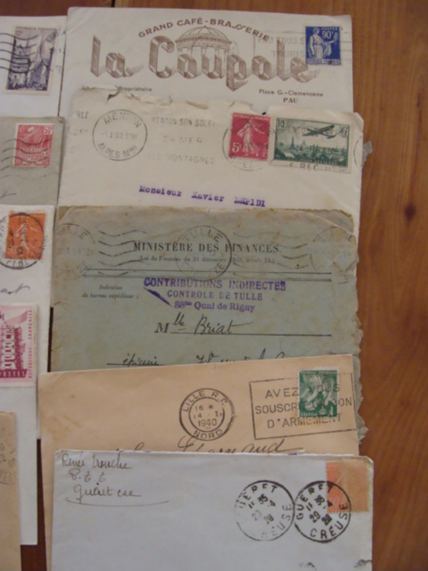 LOT 820 LETTRES DE 1920 A 1960 MARCOPHILIE SEMEUSE GANDON ... VOIR PHOTOS ENSEMBLE