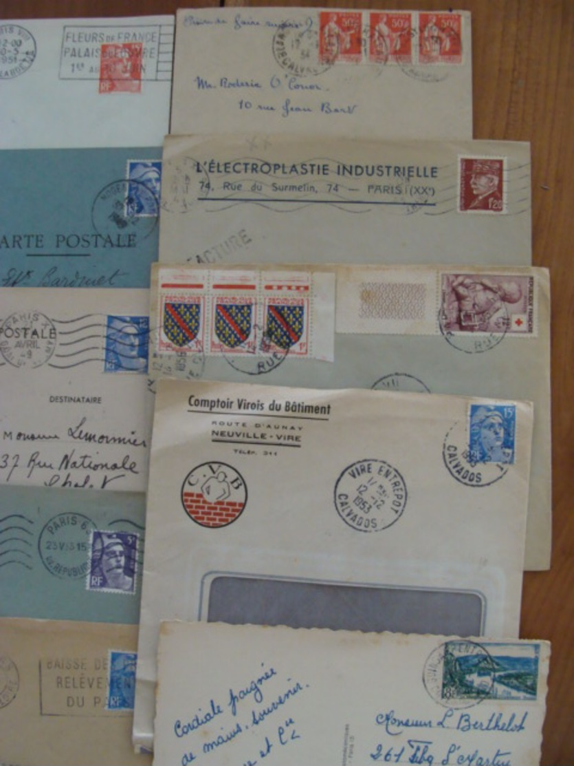 LOT 820 LETTRES DE 1920 A 1960 MARCOPHILIE SEMEUSE GANDON ... VOIR PHOTOS ENSEMBLE