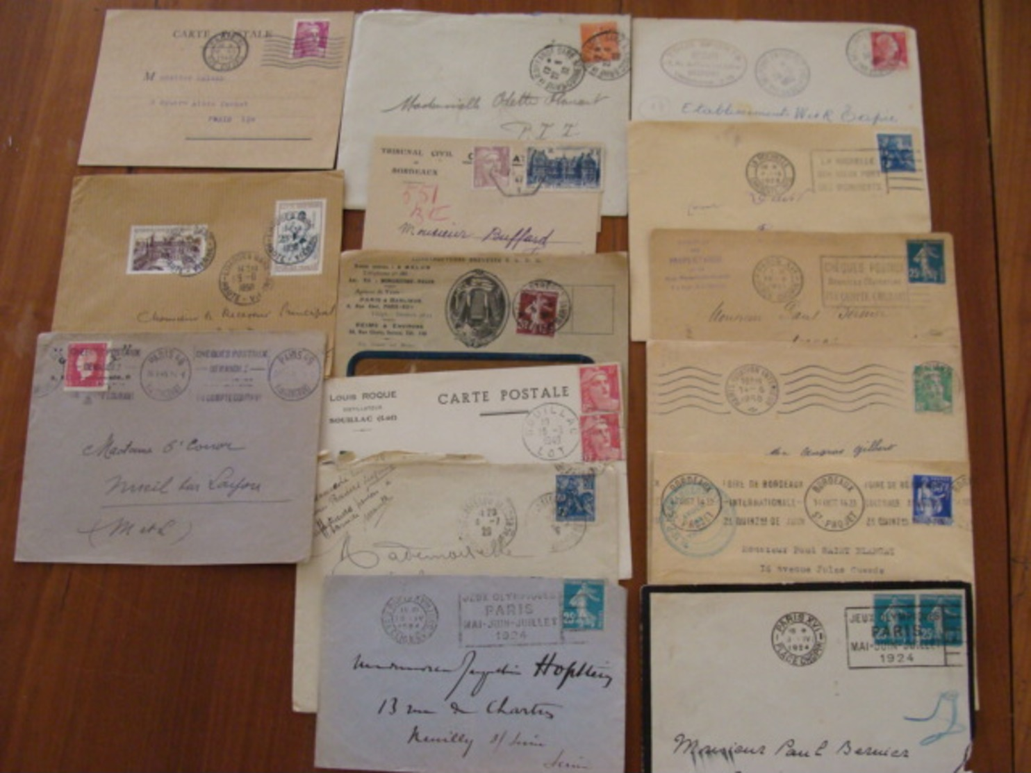 LOT 820 LETTRES DE 1920 A 1960 MARCOPHILIE SEMEUSE GANDON ... VOIR PHOTOS ENSEMBLE