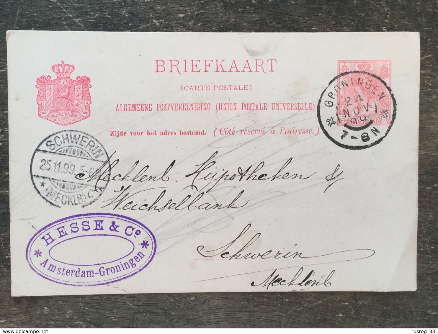 E22 Niederlande Netherlands Pays-Bas Ganzsache Stationery Entier Postal Psc P 24a Von Groningen Nach Schwerin - Postal Stationery