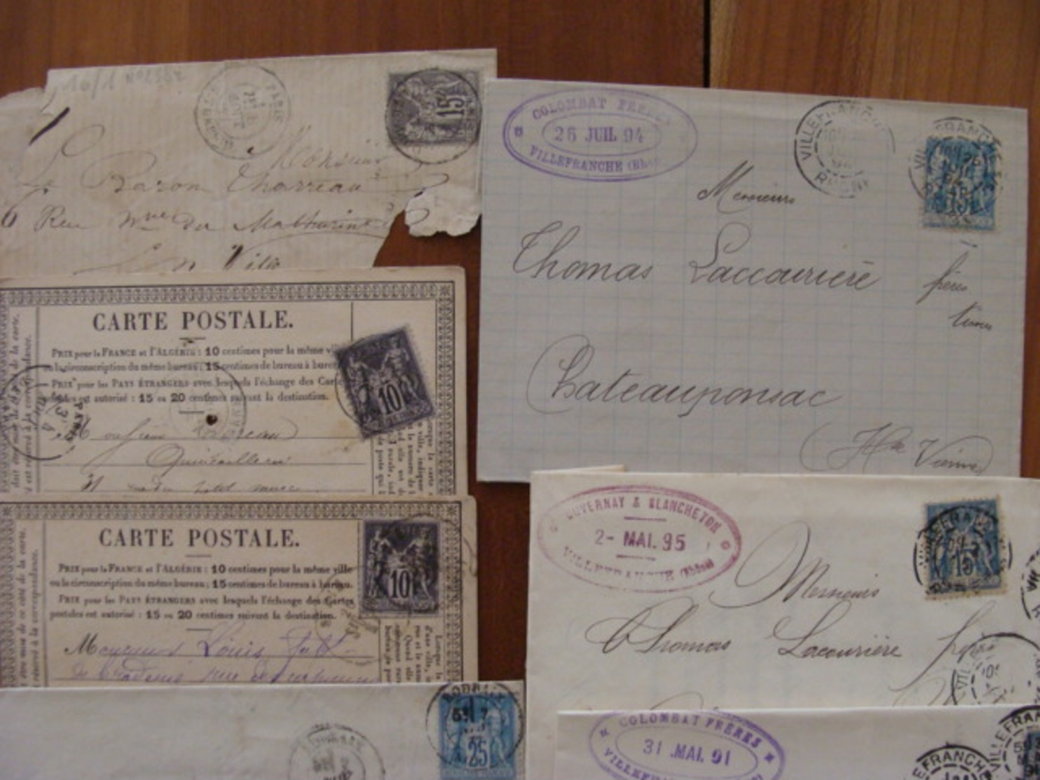 LOT 540 LETTRES DE 1877 A 1920 SAGE MOUCHON SEMEUSE RECOMMANDE . VOIR PHOTOS DU LOT