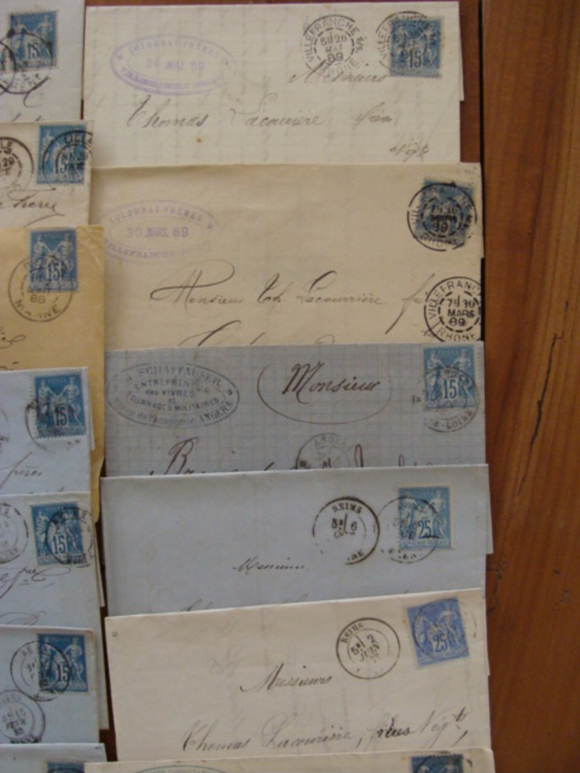 LOT 540 LETTRES DE 1877 A 1920 SAGE MOUCHON SEMEUSE RECOMMANDE . VOIR PHOTOS DU LOT