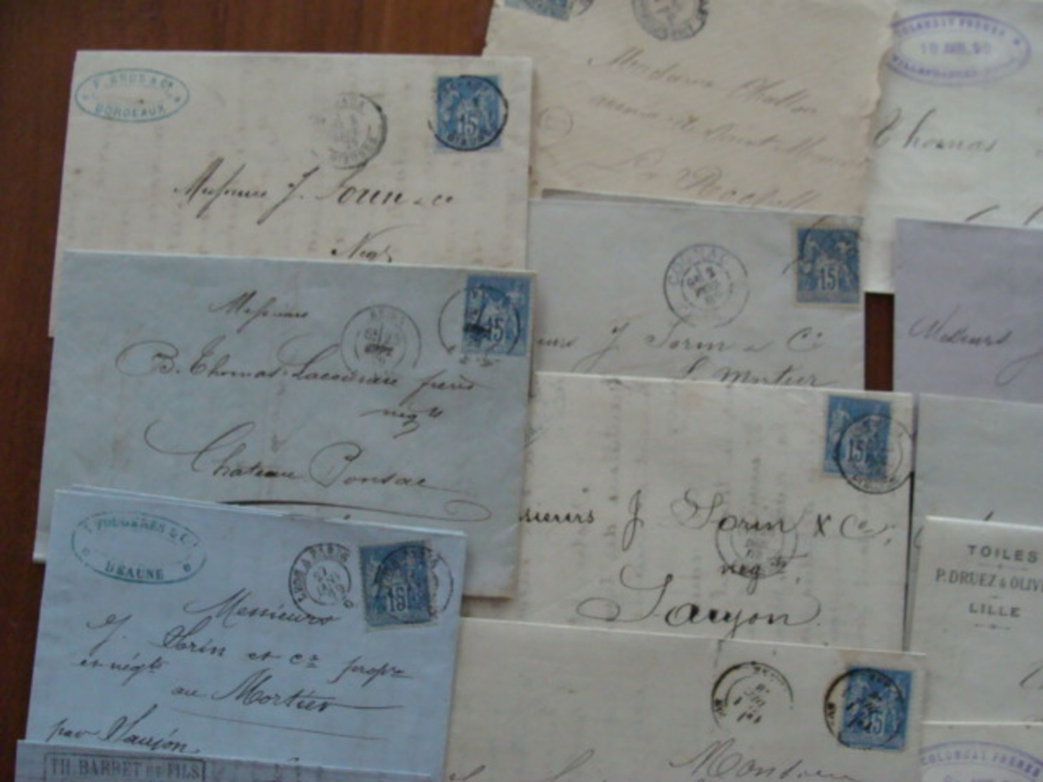 LOT 540 LETTRES DE 1877 A 1920 SAGE MOUCHON SEMEUSE RECOMMANDE . VOIR PHOTOS DU LOT