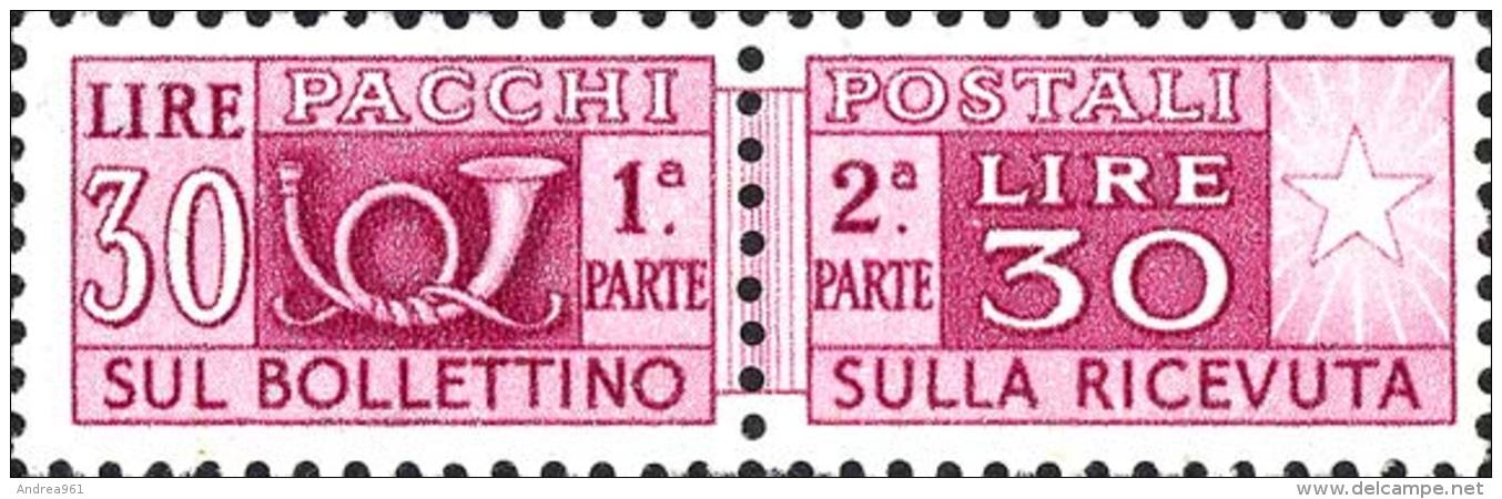 Lire 30  Filigrana Stelle - Nuovo - Postal Parcels