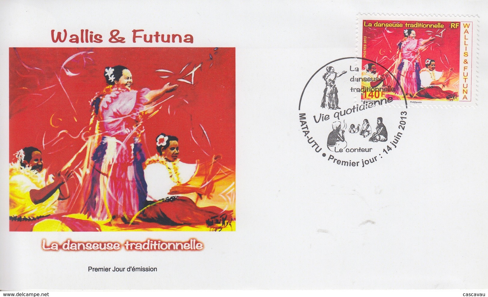 Enveloppe   FDC  1er  Jour     WALLIS  Et  FUTUNA    La  Danseuse  Traditionnelle   2013 - FDC