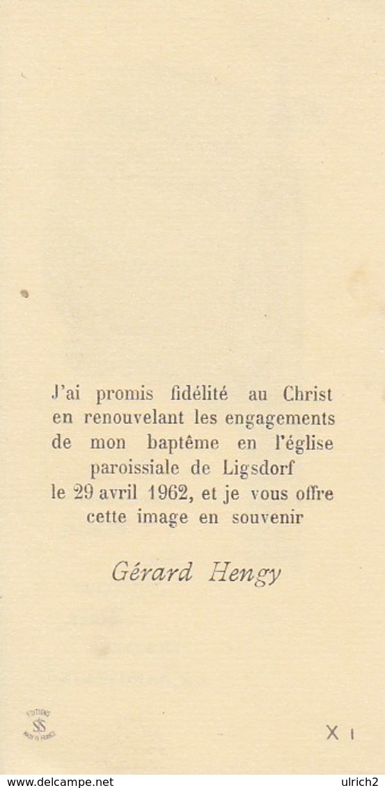 Andachtsbild Kerze Pergamentrolle Communion - Ligsdorf 1962 - 11,5*6cm (33108) - Images Religieuses