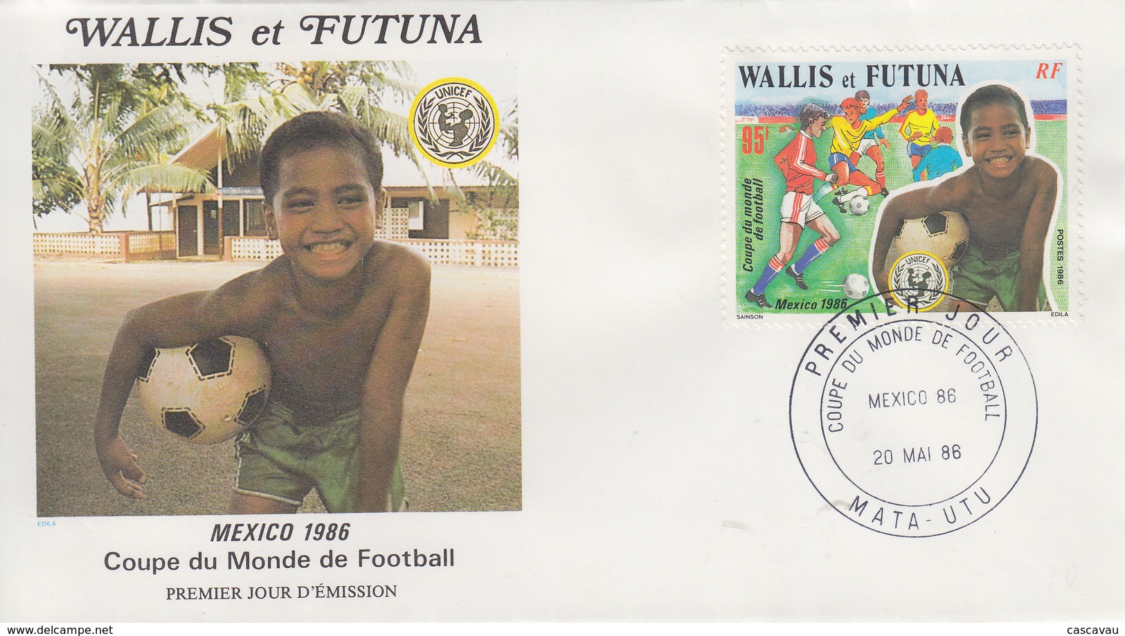 Enveloppe  FDC  1er  Jour   WALLIS  ET  FUTUNA    Coupe  Du  Monde  De  FOOTBALL   MEXIQUE    1986 - 1986 – Mexico