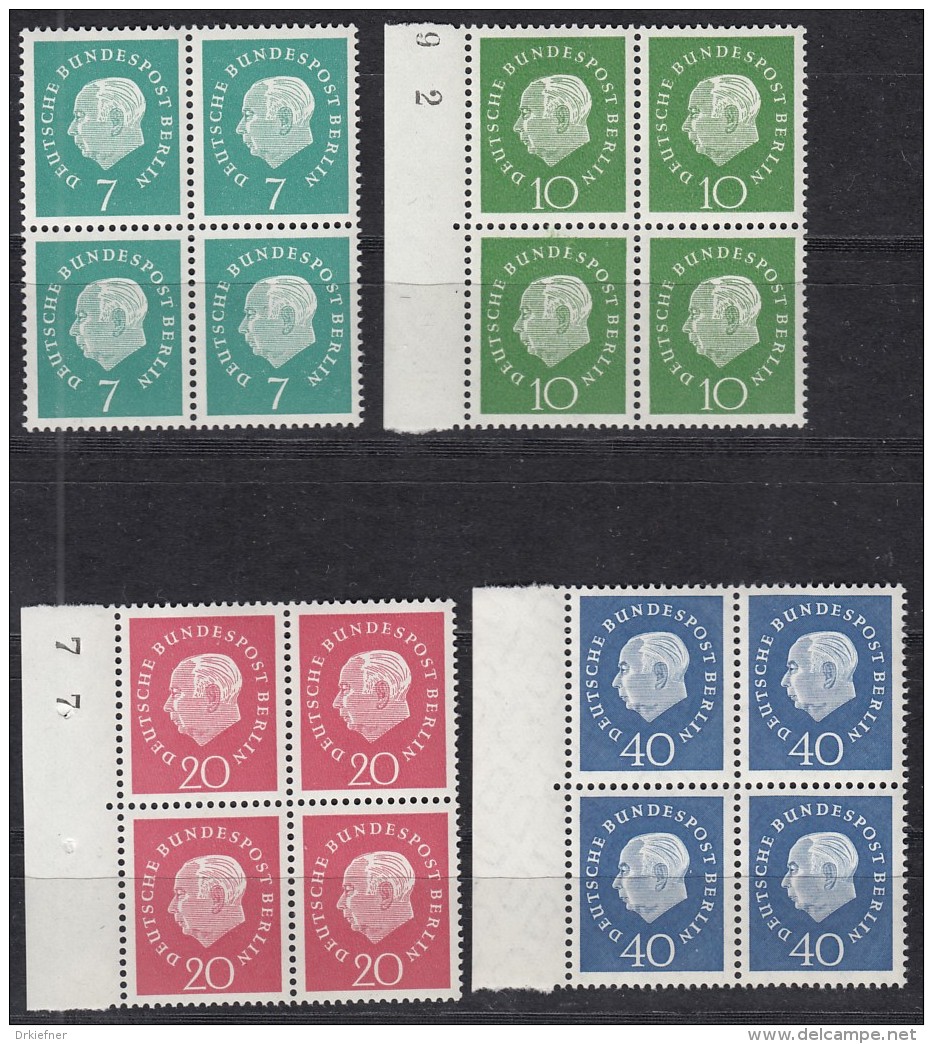 BRD  182-185 W, 4erBlock, Postfrisch **, Heuss Klein 1959 - Ungebraucht