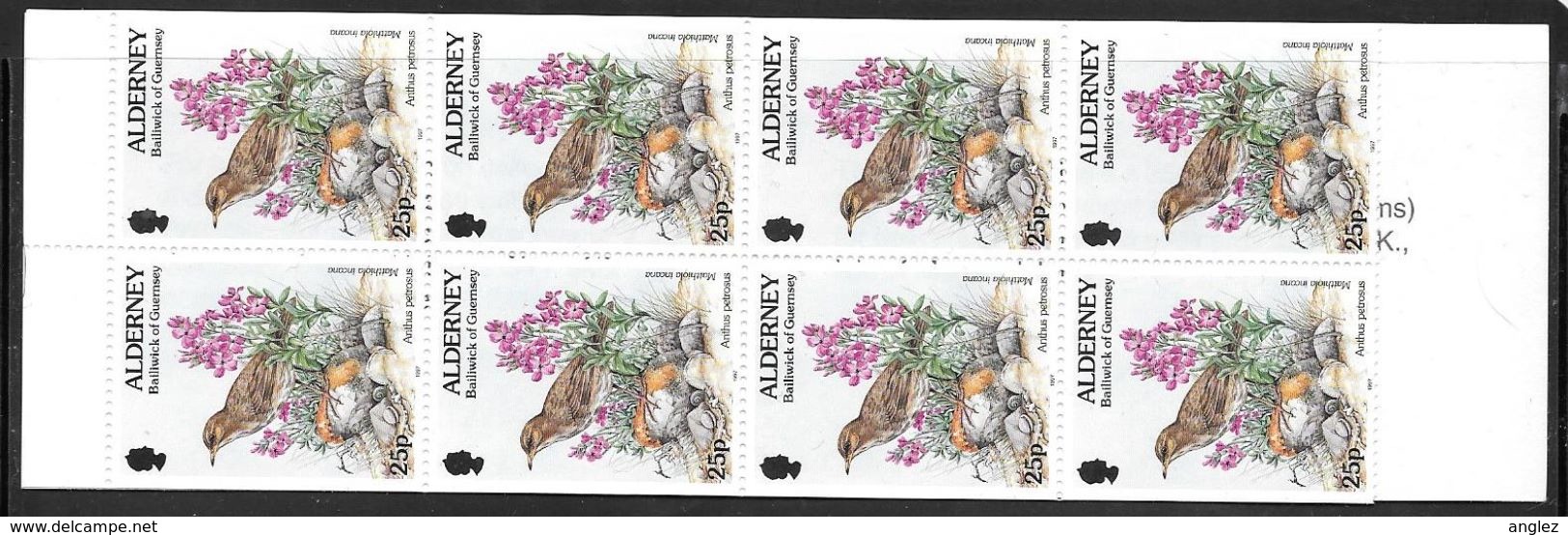 Alderney - 1997 £2.00p Stamp Booklet - 8 X 25p Bird (Anthus Petrosus / Rock Pipit) Stamps - MNH - Alderney