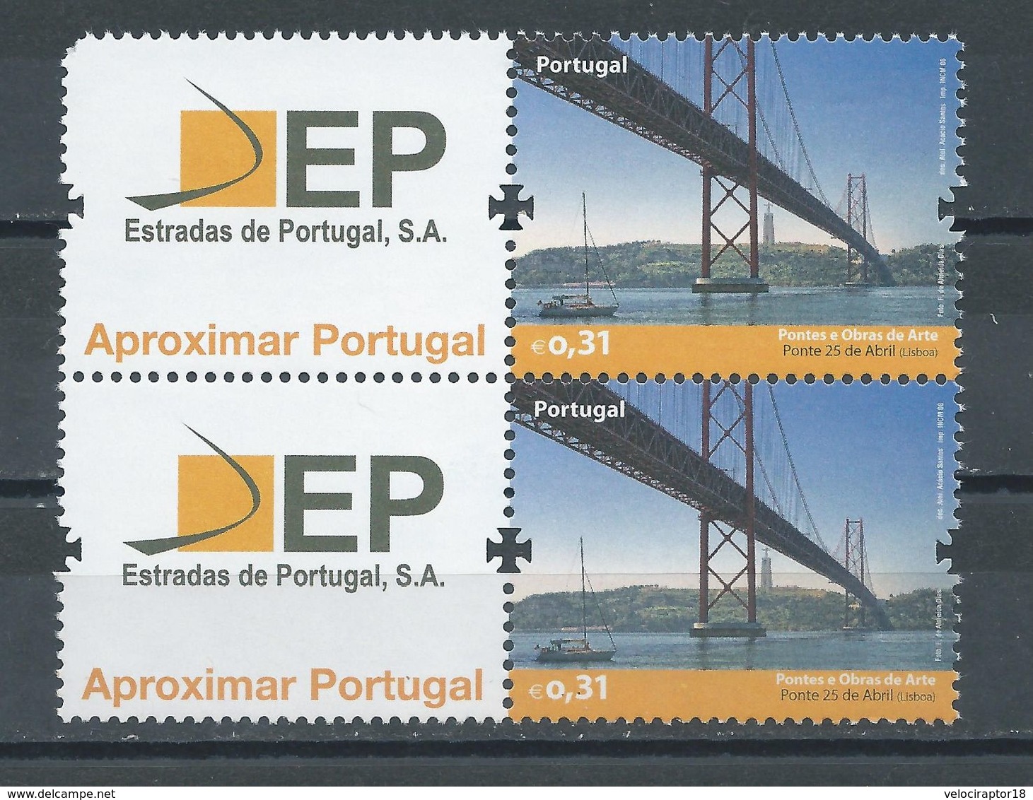 Portugal - Paire De Timbres Avec Vignette " Estradas De Portugal " Neuf** ( 31) - Neufs