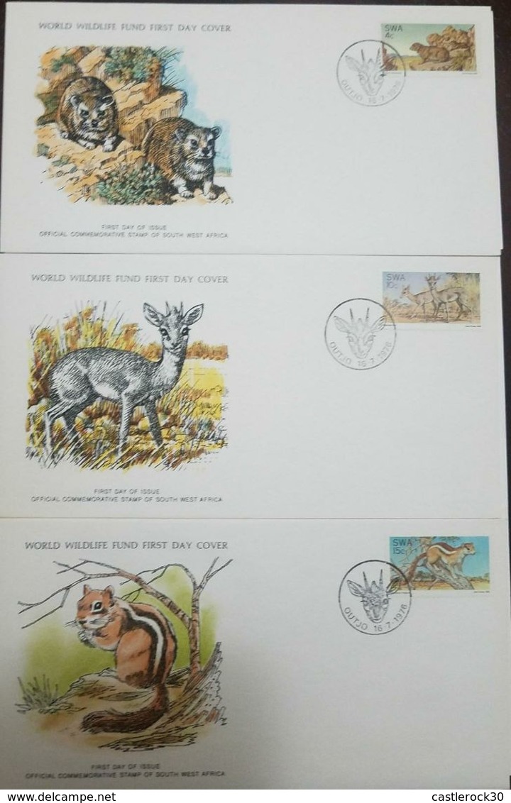 L) 1976 SOUTH WEST AFRICA, NATURE, ANIMALS, WOMBATS MADOQUA, DICDICS, CHIPMUNK, FAUNA, WORLD WILDLIFE FUND, FDC, SET OF - Africa (Other)