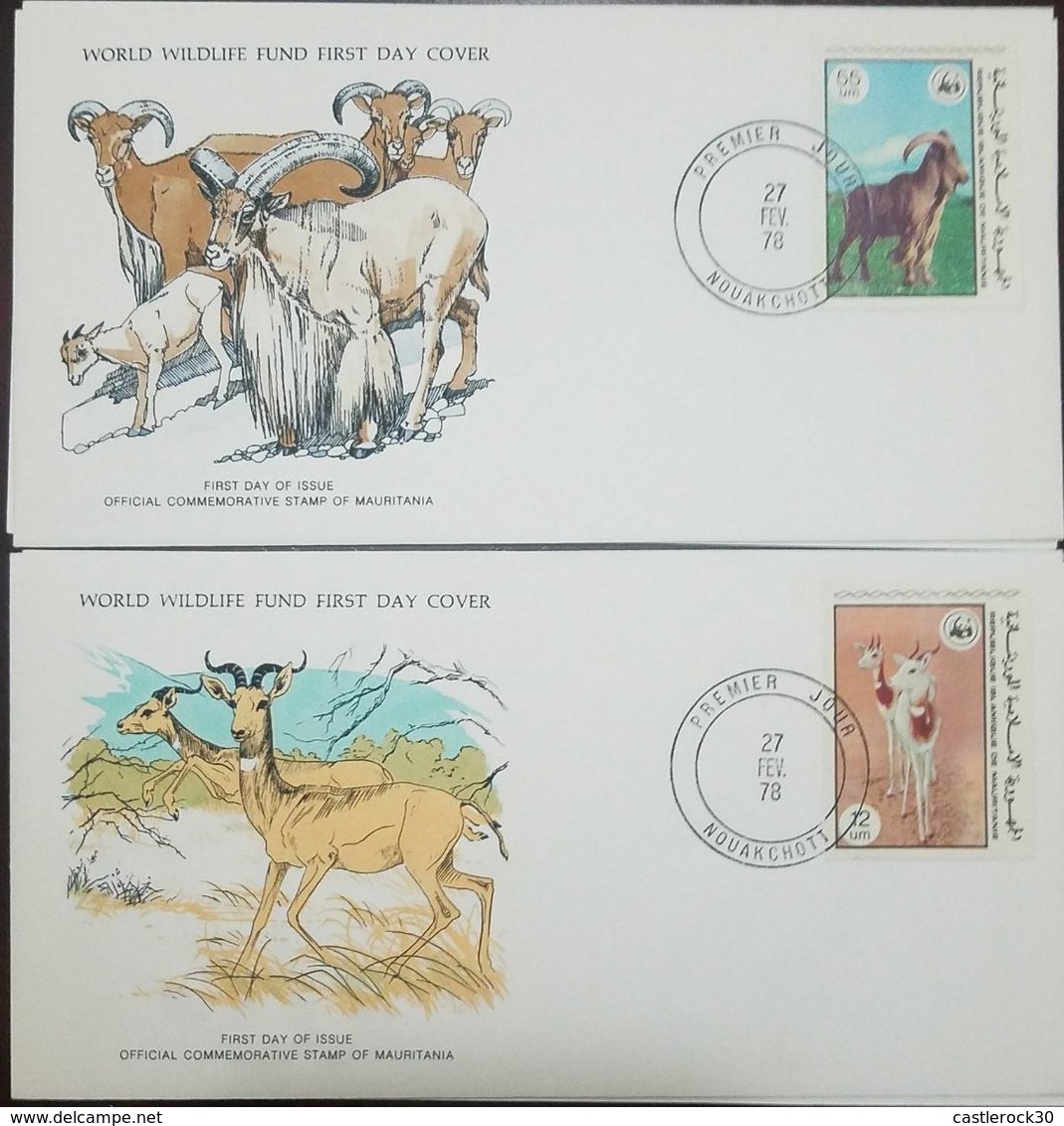 L) 1978 MAURITANIA, OVIS AMMON, ARGALI, PANDA LOGO, ANIMALS, FAUNA, WILD LIFE,  WORLD WILDLIFE FUND, FDC, SET OF 2 - Mauritania (1960-...)