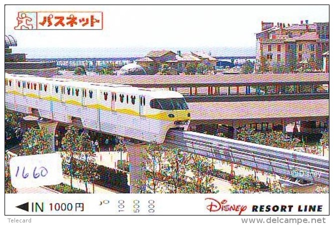 Carte Prépayée Japon * DISNEY RESORT LINE (1660) TRAIN * ADULT * 1000 YEN * JAPAN PREPAID CARD - Disney