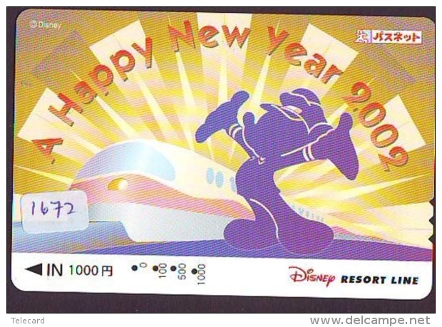 Carte Prépayée Japon * DISNEY RESORT LINE (1672) TRAIN * HAPPY NEW YEAR * JAPAN PREPAID CARD - Disney