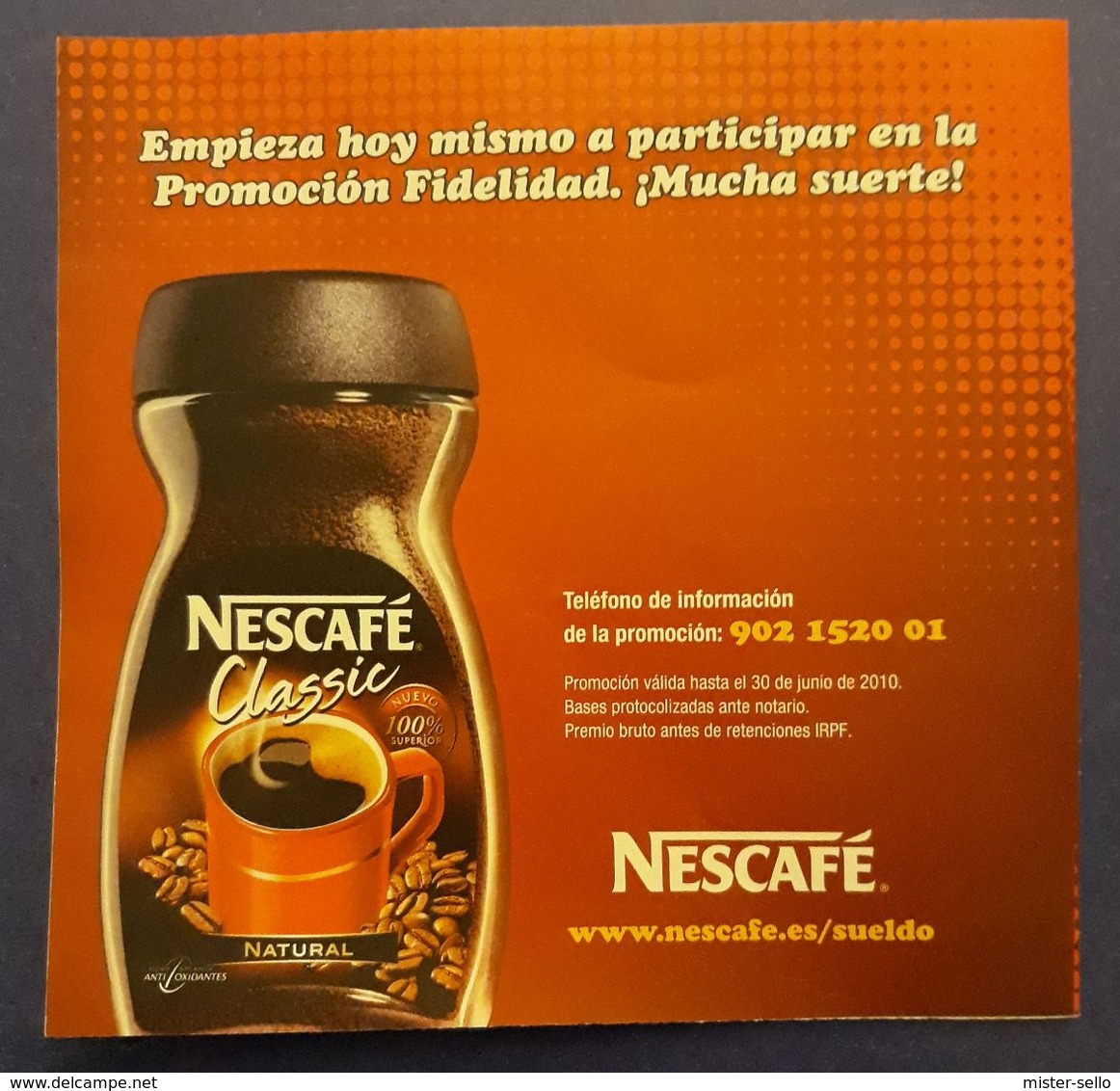 NESCAFE. PUBLICIDAD PROMOCIÓN FILELIDAD. - Otros & Sin Clasificación