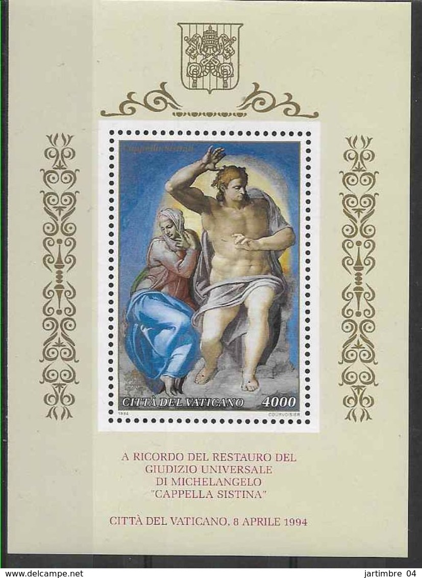 1994 VATICAN BF 14 ** Chapelle Sixtine, Jugement Dernier - Blocs & Feuillets