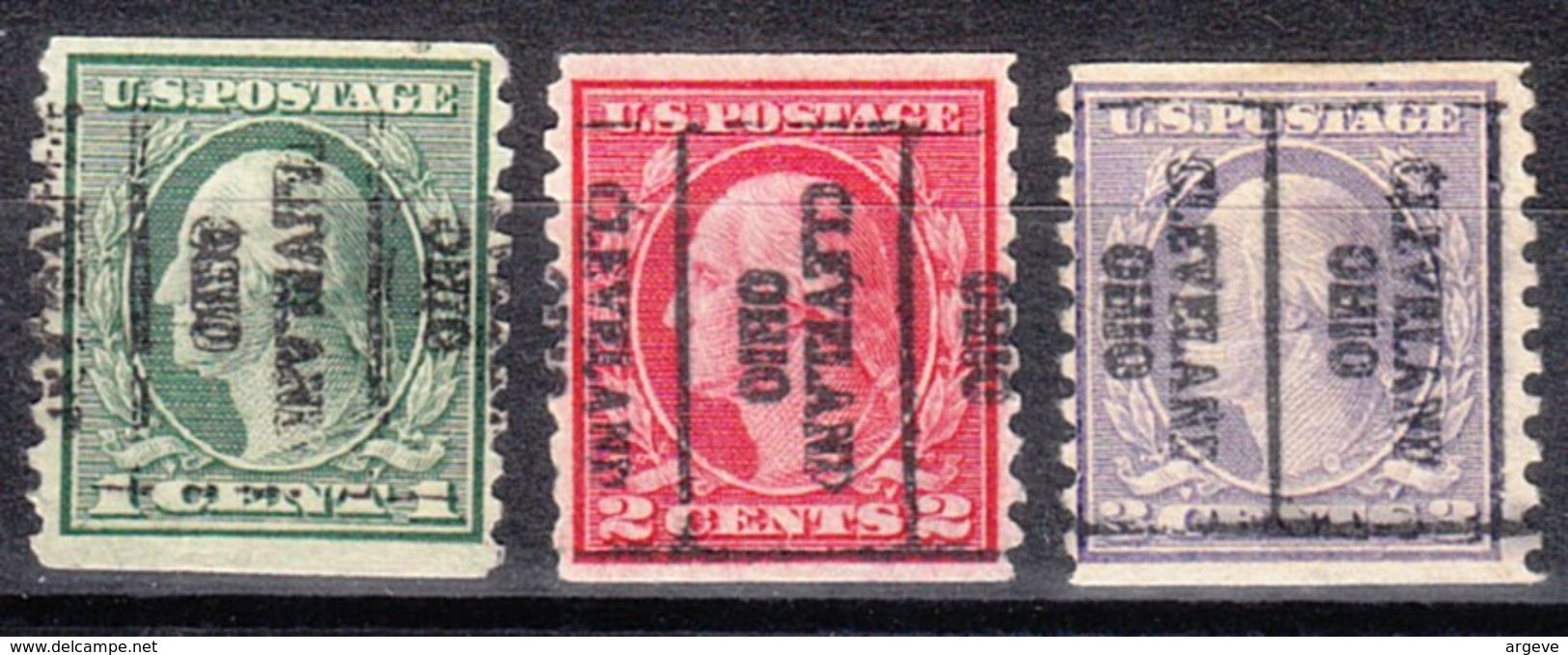 USA Precancel Vorausentwertung Preo, Locals Ohio, Cleveland 141, 3 Diff. 2 Cent Thin, Better Stamps - Vorausentwertungen