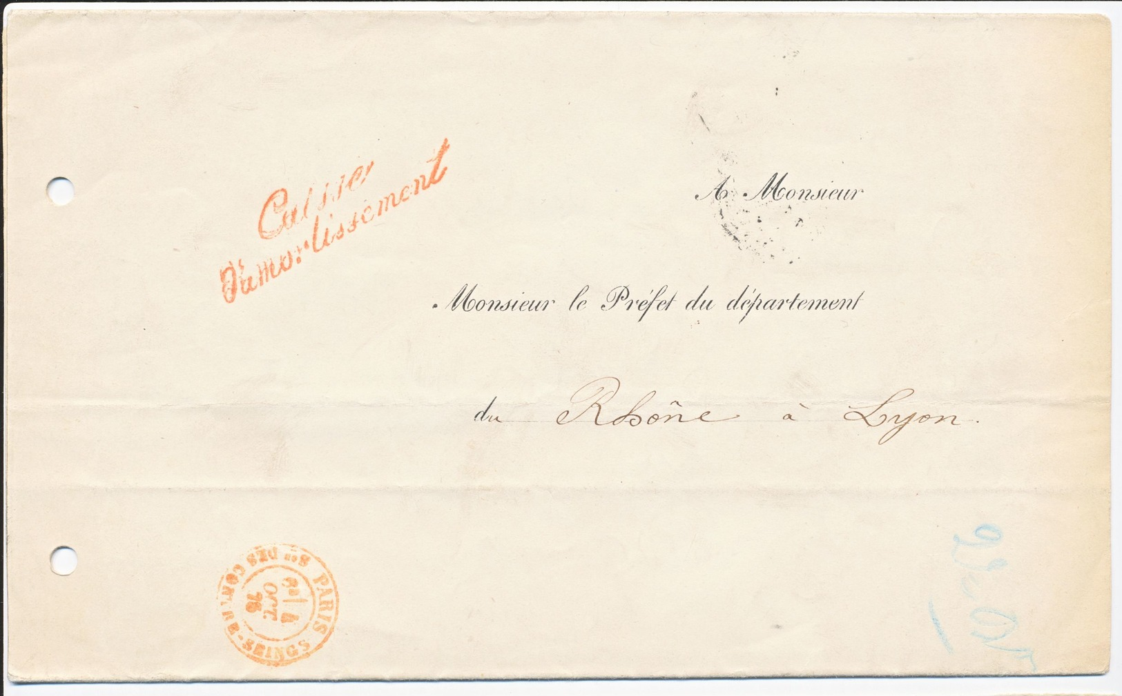 PARIS BUREAU DES CONTRESEING LAC 1875 CONTRESEING "CAISSE D'AMORTISSEMENT" - 1849-1876: Période Classique