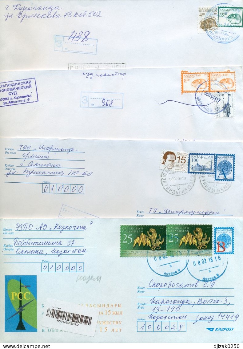 Kazakhstan.Four Registered Envelopes Past The Mail. - Kazakhstan