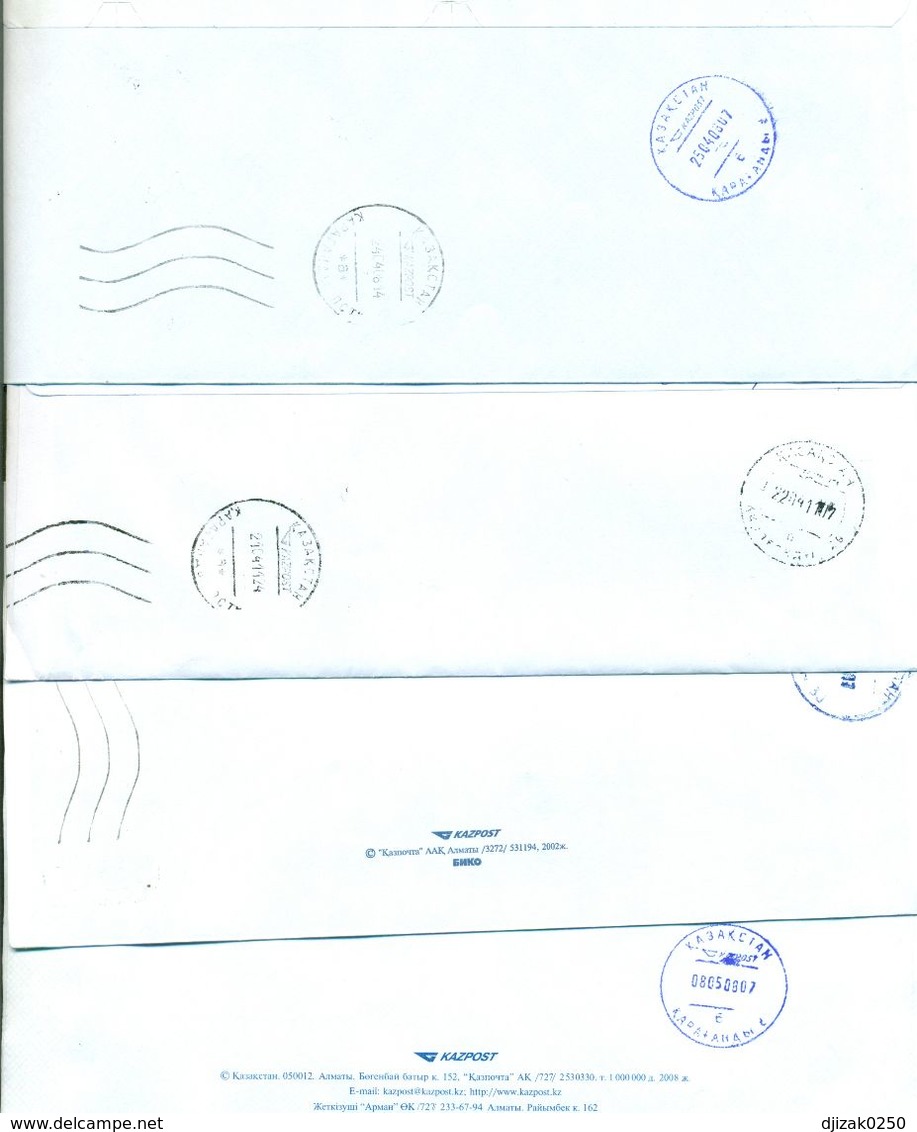 Kazakhstan.Four Envelopes Past The Mail. One Envelope Registered. - Kazachstan