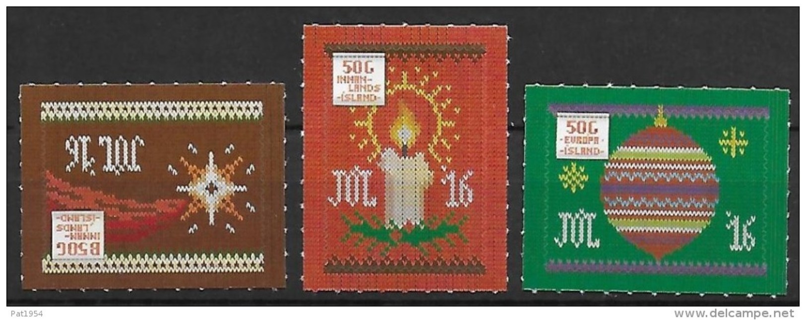 Islande 2016, N°1439/1441 Neufs Adhésifs Noël - Unused Stamps