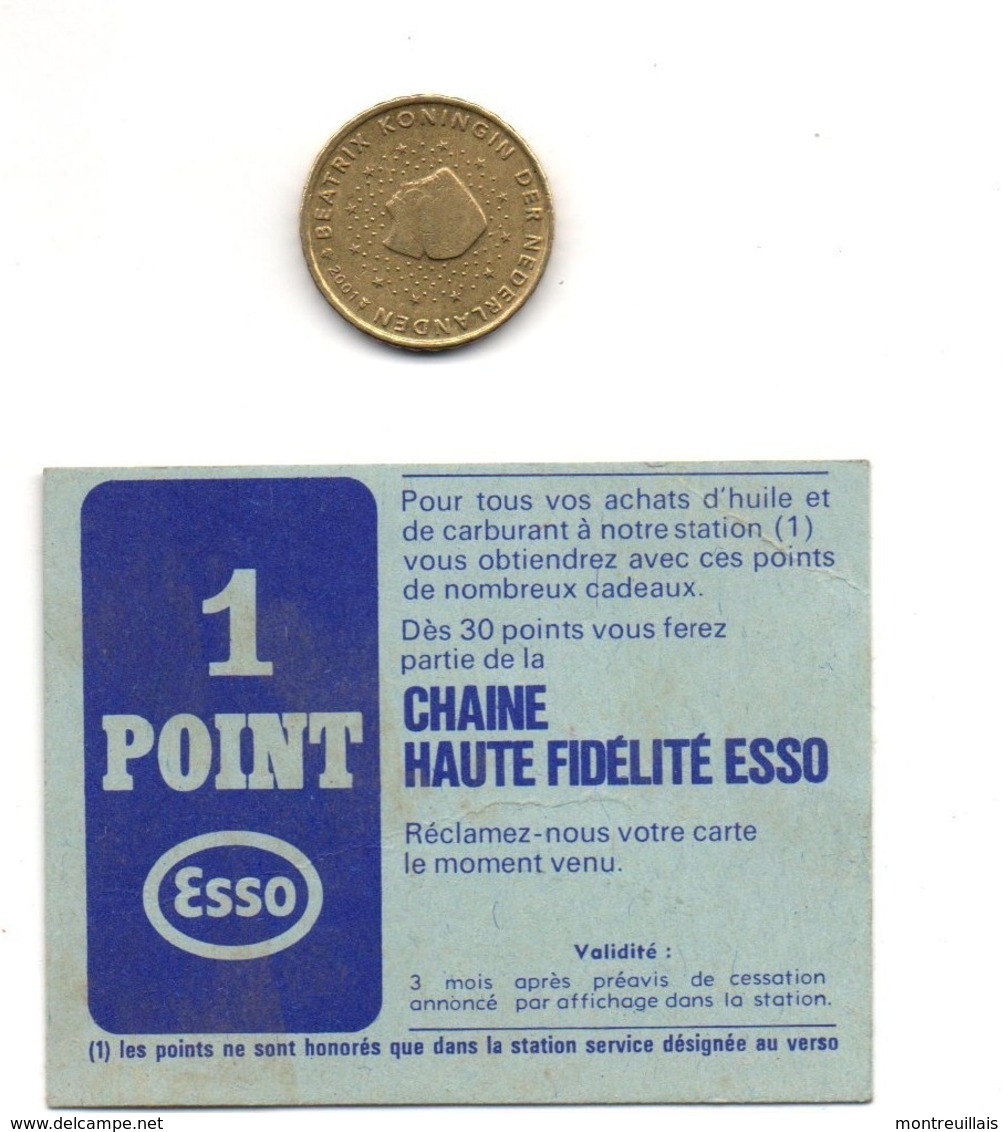 Petit Bon Ou Point Fédélité ESSO, Tampon Verso  Station Service ROQUEBRUNE-CAP - Autres & Non Classés