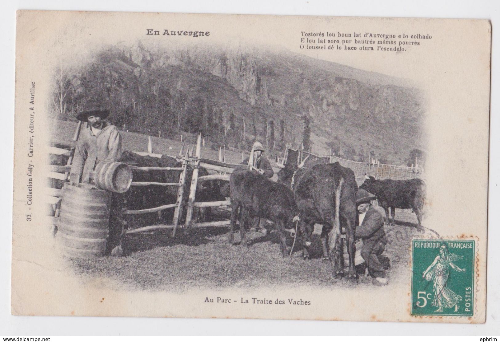 Série En Auvergne - Au Parc - La Traite Des Vaches - Gély Aurillac 32 - Autres & Non Classés