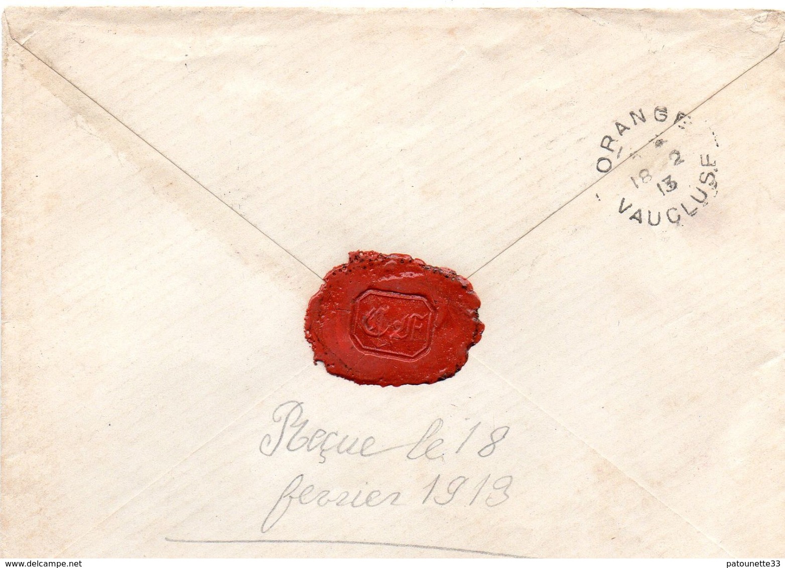 INDOCHINE LETTRE DU 23/01/1913 RECUE ORANGE LE 18/02/1913 PAR LE TRANSIBERIEN CACHET DE CIRE ROUGE RARE - Lettres & Documents