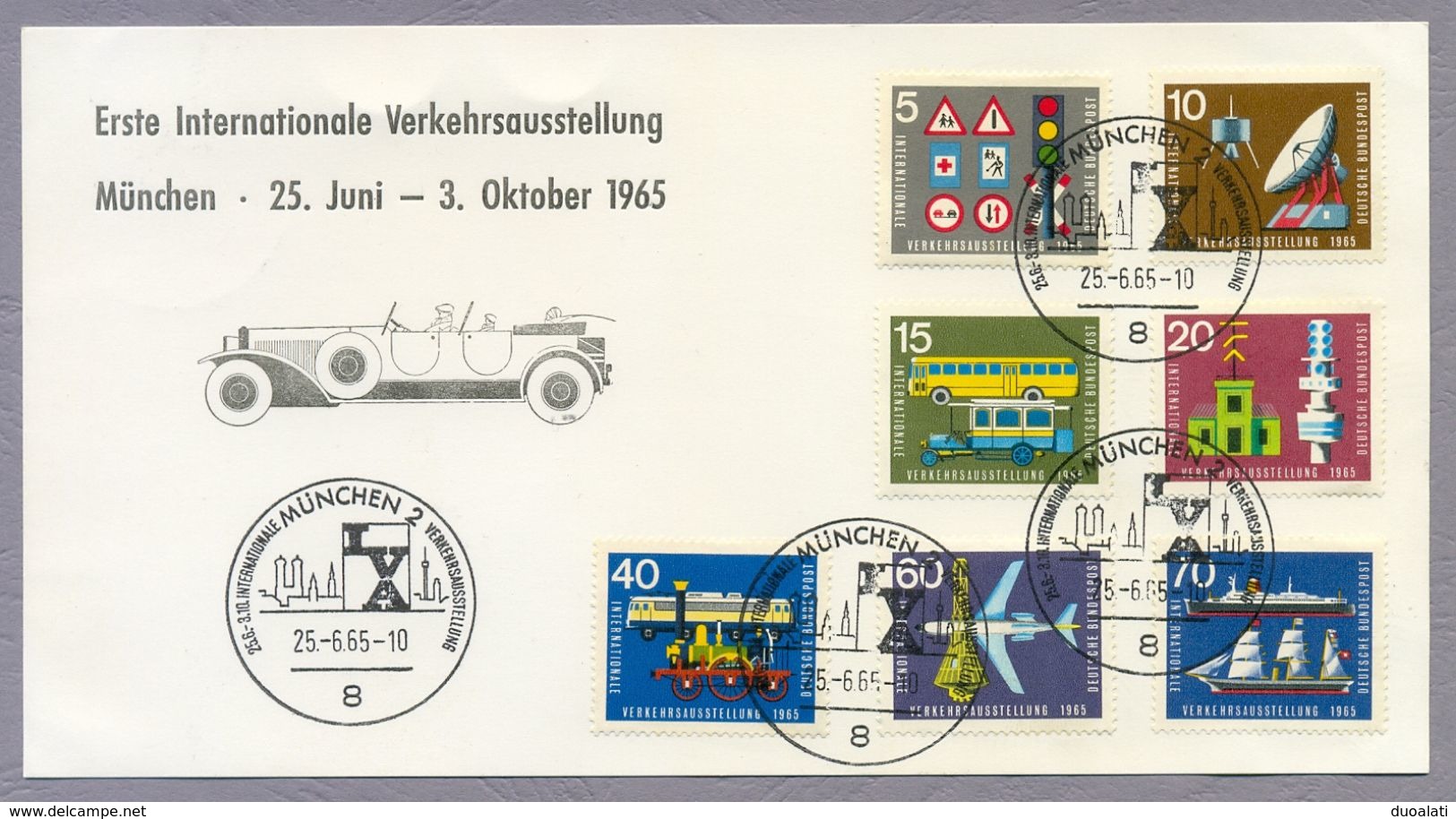 Germany Bund 1965 Postkarte + FDC R Brief Erste Internationale Verkehrsausstellung (IVA) München Traffic Exhibition - Autres & Non Classés