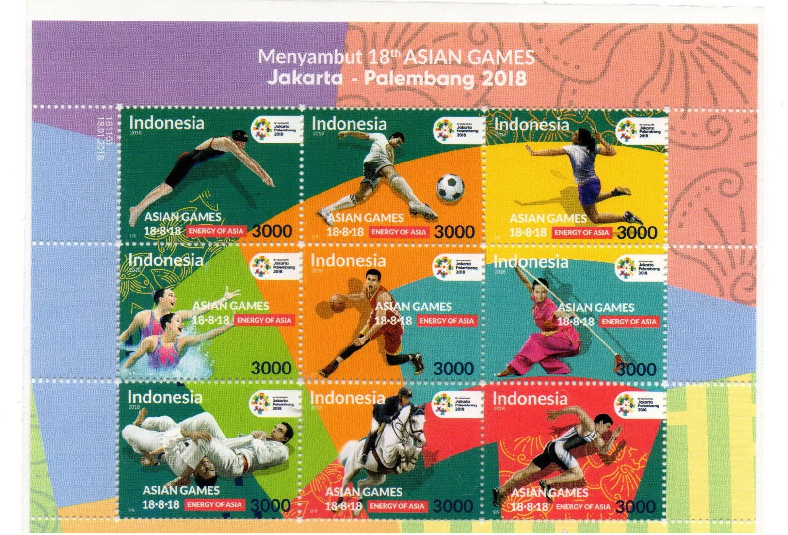 INDONESIA 2018-1 ASIAN GAMES SPORTS BLOCK STAMPS MNH - Indonésie