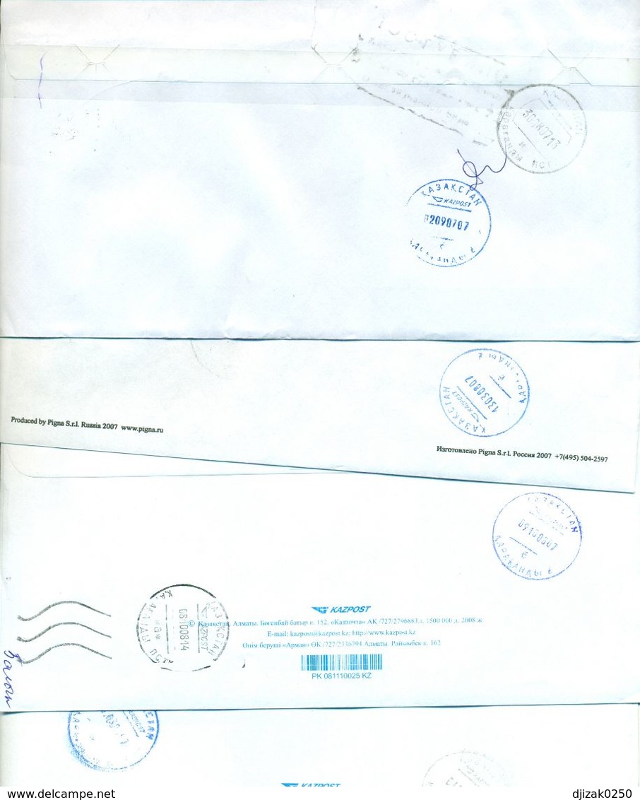 Kazakhstan.Four Envelopes Past The Mail. Tree Envelopes Registered. - Kazakhstan