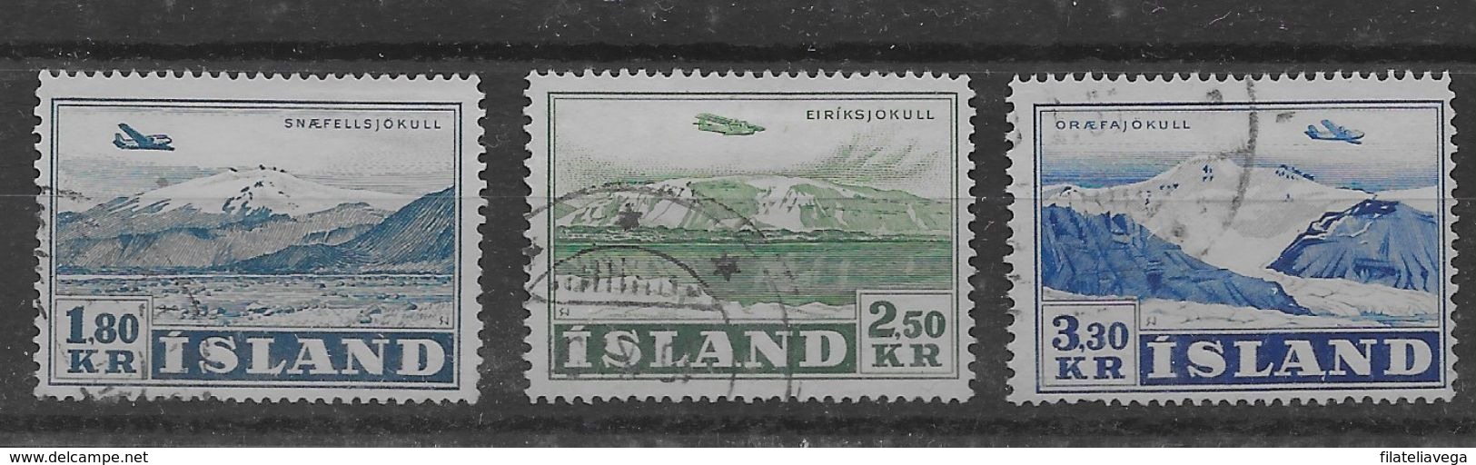 Serie De Islandia Nº Yvert A-27/29 O - Poste Aérienne