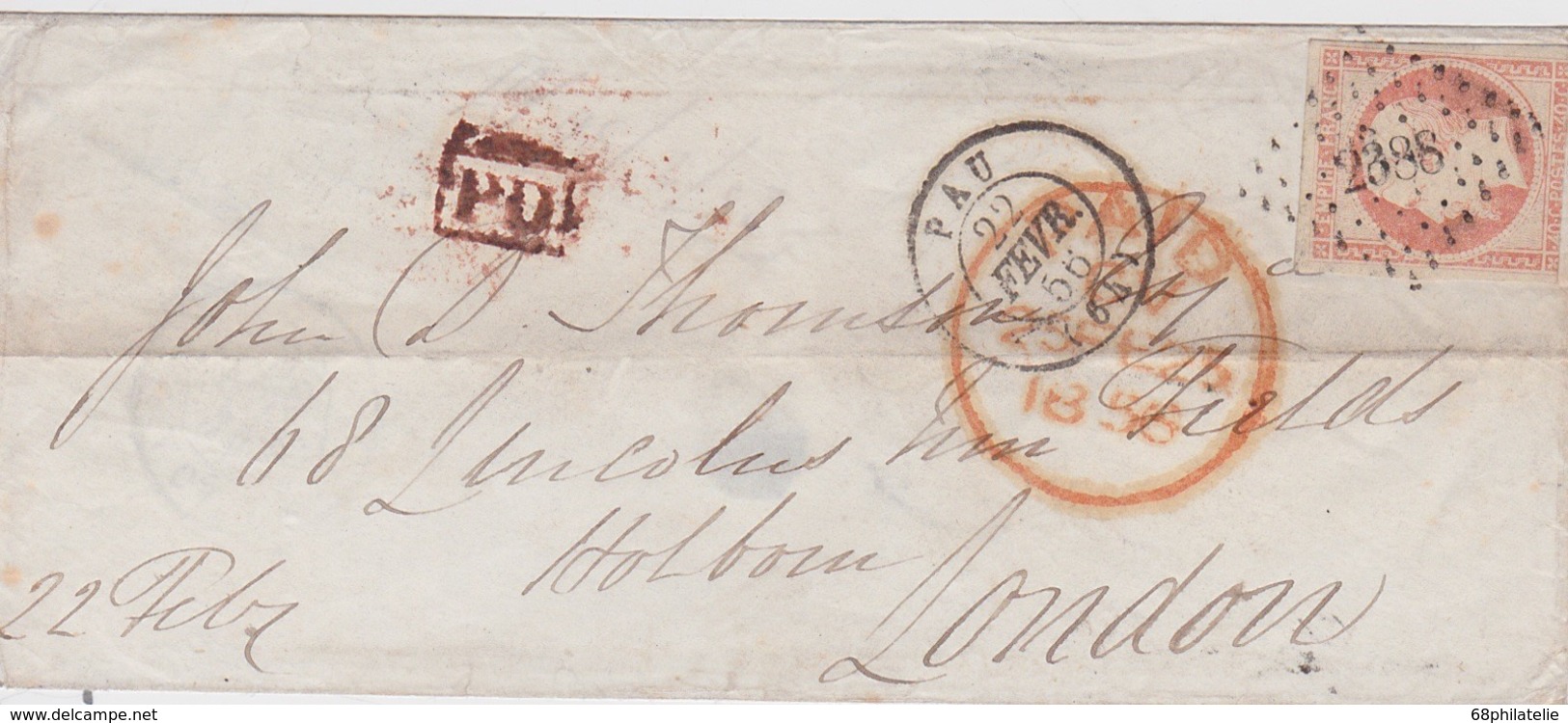 FRANCE 1856 LETTRE DE PAU POUR LONDRES - 1849-1876: Klassik